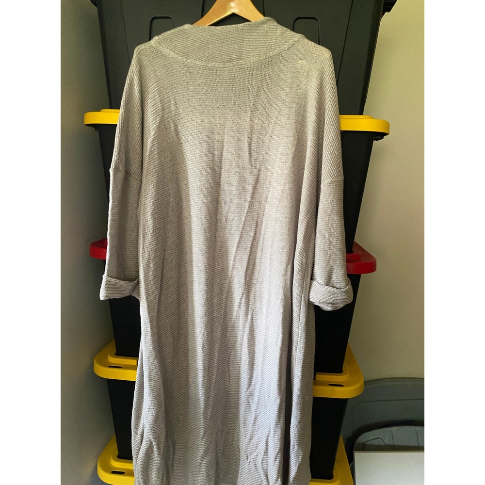 Poetry Linen Cardigan Longline 16 18 Soft Gray Lagenlook Lounge Coastal Minimal - Picture 6 of 6